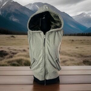 Da-Nang Vest Jacket Women's M Army Green Fur Hood Fur Lined Y2k Grunge